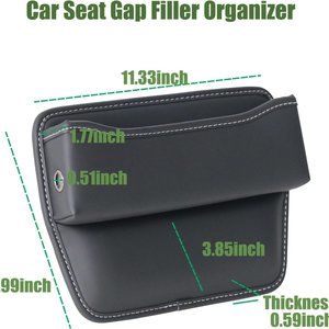 Black Leather Car Seat Gap Fill Organizer, Couch Organize Remote Control Holder